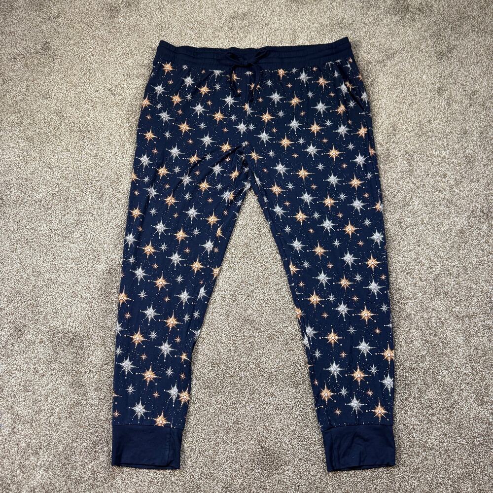 Bomb Party Lounge Reveal Royal Cosmos Bamboo Print Lounge Pants Pajamas NWT 2XL